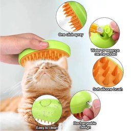 Super Escova Silicone a Vapor 3 em 1 Cães de Gato, Spray Usb - 8