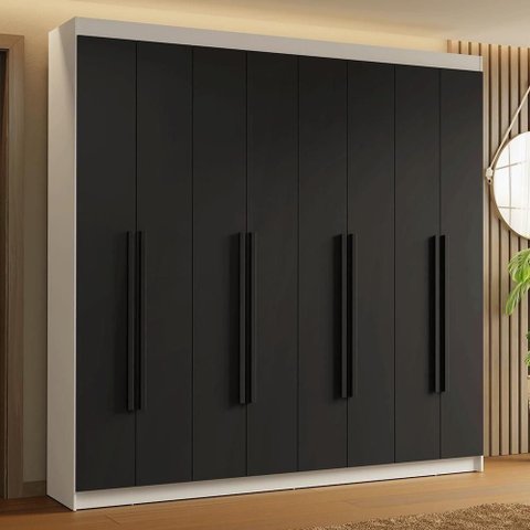 Guarda-roupa Casal 8 Portas Batentes Saturno Madesa Branco/preto