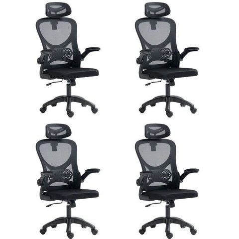 Kit 4 Cadeiras para Escritório Presidente Office Columbus com Tela Mesh