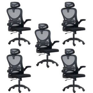 Kit 5 Cadeiras para Escritório Presidente Office Columbus com Tela Mesh