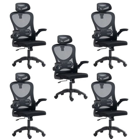 Kit 5 Cadeiras para Escritório Presidente Office Columbus com Tela Mesh