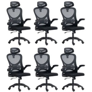 Kit 6 Cadeiras para Escritório Presidente Office Columbus com Tela Mesh