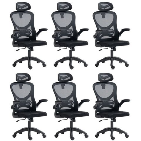 Kit 6 Cadeiras para Escritório Presidente Office Columbus com Tela Mesh