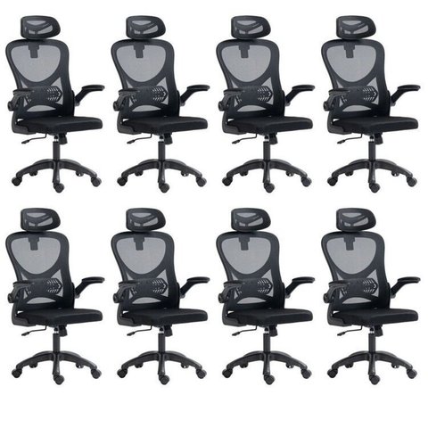Kit 8 Cadeiras para Escritório Presidente Office Columbus com Tela Mesh