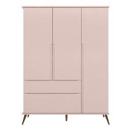 Guarda Roupa Infantil Retrô Alice 3 Portas e 2 Gavetas Rosê - PR Baby - 1