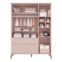 Ver imagem 3 de Guarda Roupa Infantil Retrô Alice 3 Portas e 2 Gavetas Rosê - PR Baby