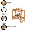 Ver imagem 5 de Carrinho Multiuso Aparador Barzinho Orfeu com Rodizios Pérola Movelove