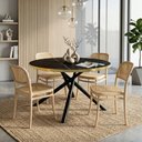 Ver mais imagens de Conjunto Mesa de Jantar Redonda Solaris Preta 120cm com 4 Cadeiras Roma - Nude