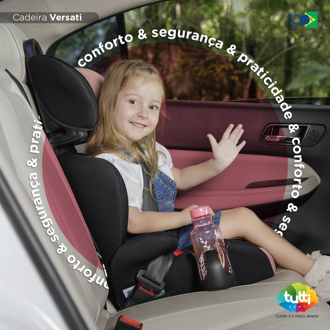 Cadeira Infantil para Automóvel 9 a 36kg Cadeirinha Assento Booster Versati Tutti Baby Rosa - 2