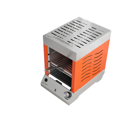 Churrasqueira a Gás Vertical sem Fumaça - Flame Dinoxx - Gás Gn - Laranja