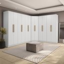 Ver imagem 1 de Guarda Roupa Casal Quarto Modulado Adapt em L 12 Portas 14 Gavetas 342cm x 263cm Branco- Kappesberg