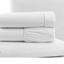 Jogo de Lençol Cama King 4 peças 100% Algodão Percal 180 fios Ponto Palito:Branco - 2