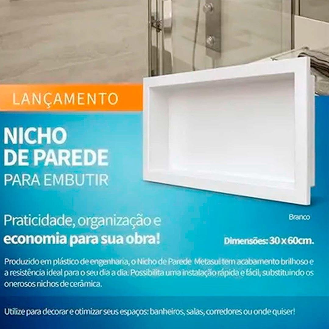 Nicho de Parede para Embutir Branco 30x40cm - 5