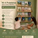 Ver imagem 2 de Kit 4 Prateleiras Livros Infantil Montessori em Madeira Pinus | Organização e Decoração de Quarto