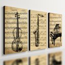 Ver imagem 1 de Kit 3 Quadro Decorativo Musica Clássica Retro Piano Violino 28x20cm