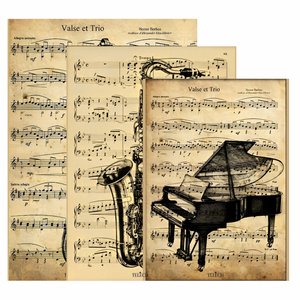 Kit 3 Quadro Decorativo Musica Clássica Retro Piano Violino 28x20cm