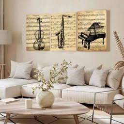 Kit 3 Quadro Decorativo Musica Clássica Retro Piano Violino 28x20cm - 4