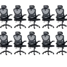 Kit 10 Cadeiras para Escritório Presidente Office Columbus com Tela Mesh - 1