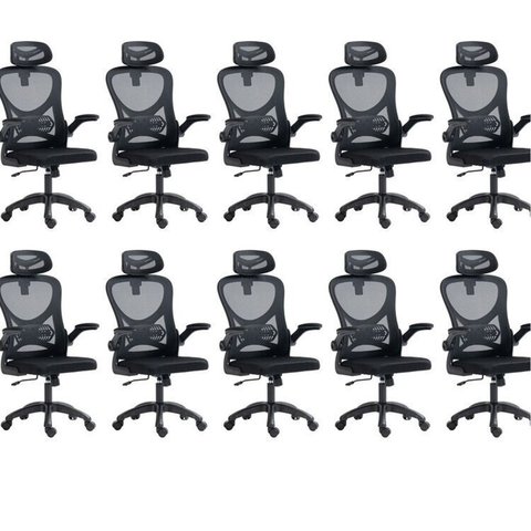 Kit 10 Cadeiras para Escritório Presidente Office Columbus com Tela Mesh