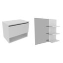 Ver imagem 2 de Conjunto de Banheiro com Gabinete Porta Basculante 60cm e Espelheira 3 Prateleiras Branco