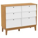 Ver imagem 2 de Cômoda 6 Gavetas e Guarda Roupa Unique 3 Portas Freijó Branco Soft Eco Wood - Matic
