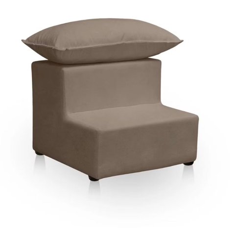 Escada Maca Estética com 2 Degraus com Almofada Estofada em Veludo 26cm:Marrom / Capucino