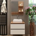 Ver imagem 1 de Conjunto de Banheiro com Gabinete Suspenso 2 Gavetas e Espelheira 2 Prateleiras