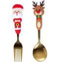 Ver imagem 1 de Kit Talheres para Sobremesa Inox Natalino 4 Pçs Bene Casa Dourado