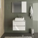Ver imagem 1 de Conjunto de Banheiro com Gabinete Suspenso 2 Gavetas 60cm e Espelheira 80cm Branco