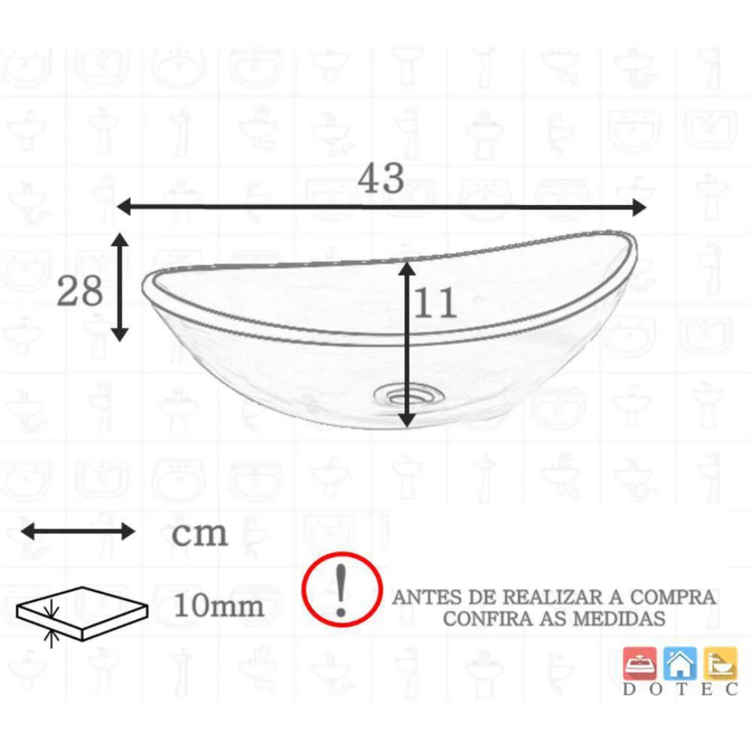 Combo Cuba Canoa 43cm Incolor + Válvula Click Cromada - 6