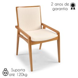 Conjunto 2 Cadeiras Madeira Maciça Encosto e Assento Estofado Siena - 8