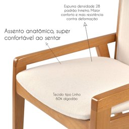 Conjunto 2 Cadeiras Madeira Maciça Encosto e Assento Estofado Siena - 10