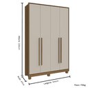 Ver imagem 3 de Guarda Roupa Solteiro 4 Portas Rimo New Paranoá Móveis Rimo - Jequitibá/offwhite