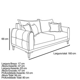 Sofá Logan 2 Lugares 1,60 Boucle Bege - Lucadi Home - 8