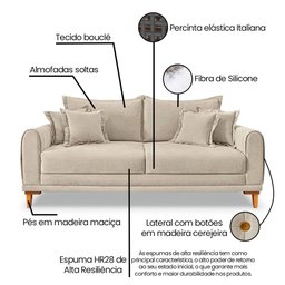 Sofá Logan 2 Lugares 1,60 Boucle Bege - Lucadi Home - 7