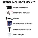 Ver imagem 2 de Tanque de Plástico 40l Preto + Torneira com Duas Saídas + Sifão Sanfonado com Copo Preto + Veda Rosc