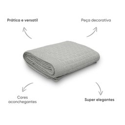 Manta Decorativa para Sofá Tricot Golden 1,60m X 2,20m 100% Algodão Prata - 2
