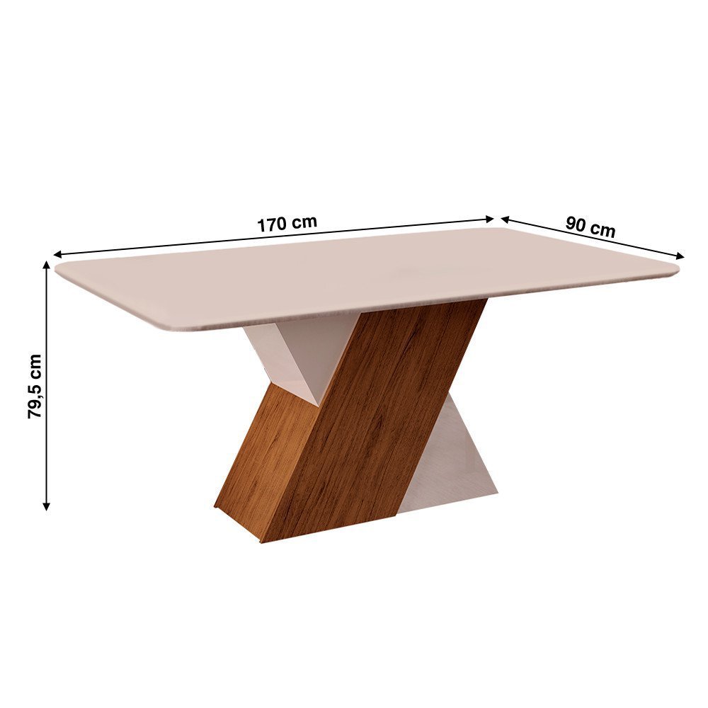 Mesa Jantar Retangular 6 Lugares Vidro Sofia Com 6 Cadeiras - DJ