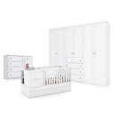 Ver imagem 1 de Quarto de Bebê Americano 6 Portas Com berço Americano Multifuncional Formare Branco Acetinado – Mati