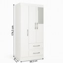Ver imagem 2 de Guarda-roupa Solteiro Nobre 3 Portas 2 Gavetas - Branco