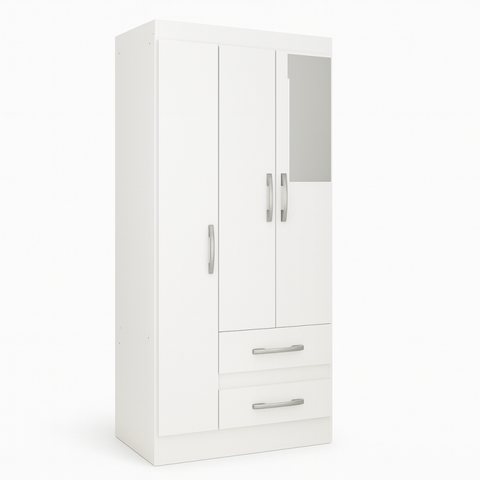 Guarda-roupa Solteiro Nobre 3 Portas 2 Gavetas - Branco