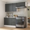 Ver imagem 1 de Cozinha Compacta Planejada 3 Peças 2 Aéreos 1 Balcão Soho CabeCasa MadeiraOriginals Cinza/Branco/Grafite