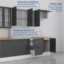 Ver imagem 6 de Cozinha Compacta Planejada 4 Peças 1 Paneleiro Duplo 2 Aéreos 1 Balcão Soho CabeCasa MadeiraOriginals Cinza/Branco/Grafite