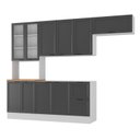 Ver imagem 3 de Cozinha Compacta Planejada 4 Peças 1 Paneleiro Duplo 2 Aéreos 1 Balcão Soho CabeCasa MadeiraOriginals Cinza/Branco/Grafite