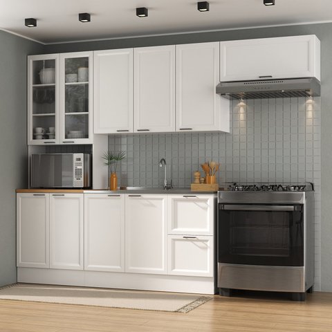 Cozinha Compacta 4 Peças 1 Paneleiro Duplo 2 Aéreos 1 Balcão Soho CabeCasa MadeiraOriginals