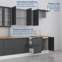 Ver imagem 6 de Cozinha Compacta Planejada 5 Peças 1 Paneleiro Duplo 2 Aéreos 2 Balcões Soho CabeCasa MadeiraOriginals Cinza/Branco/Grafite