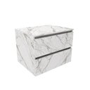 Ver imagem 4 de Conjunto de Banheiro com Gabinete Suspenso 2 Gavetas e Espelheira com 3 Prateleiras Branco/Mármore