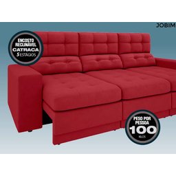 Sofá Jobim 2,05m Assento Retrátil e Reclinável Velosuede - NETSOFAS - 3