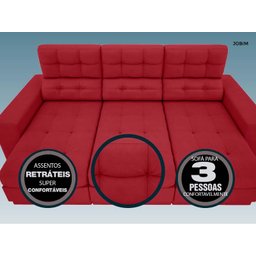 Sofá Jobim 2,05m Assento Retrátil e Reclinável Velosuede - NETSOFAS - 5