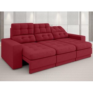 Sofá Jobim 2,05m Assento Retrátil e Reclinável Velosuede - NETSOFAS
